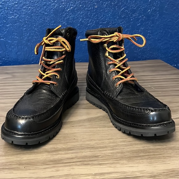 POLO RALPH LAUREN MEN’S WILINGCOTT BLACK LEATHER BOOTS 9D - Picture 2 of 16